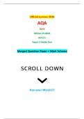 Official summer 2024 AQA GCSE MEDIA STUDIES 8572&sol;1 Paper 1 Media One Merged Question Paper &plus; Mark Scheme