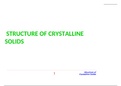 STRUCTURE OF CRYSTALLINE SOLIDS