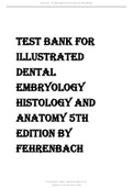 TEST BANK FOR ILLUSTRATED DENTAL EMBRYOLOGY HISTOLOGY AND ANATOMY 5TH EDITION BY FEHRENBACH 2022 UPDATE