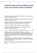 Certified Professional Food Safety &lpar;CP-FS&rpar; Exam with complete solutions 2024&lowbar;2025
