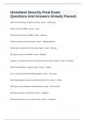 Homeland Security Final Exam Questions And Answers Already Passed&period;