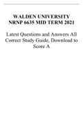 Walden University - NRNP 6635 Mid term 2021&comma; Latest Questions and Answers with Explanations&comma; All Correct Study Guide&comma; Download to Score A
