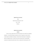 HLT 302 Week 8 Benchmark, Spiritual Needs Assessment, A Grade Paper