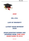 PVL 3701 LAW OF PROPERTY LATEST EXAM REVISION PACK EXAM QUESTION PAPERS AND ANSWERS FROM JUNE 2020 EXAM PAPER TO 2016