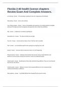 Florida 2-40 health license chapters Review Exam And Complete Answers&period;