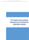 Test Bank for Nursing Research 9th Edition By LoBiondo-Wood