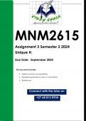 MNM2615 Assignment 3 &lpar;QUALITY ANSWERS&rpar; Semester 2 2024