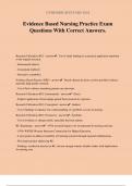 Evidence Based Nursing Practice Exam Questions With Correct Answers