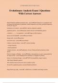 Evolutionary Analysis Exam 1 Questions With Correct Answers