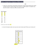 Exam &lpar;elaborations&rpar; MATH 225N WEEK 2 ASSIGNMENT&comma; FREQUENCY TABLES QUESTION AND ANSWERS 1&period; A data set is summarized in the frequency table below&period; Using the table&comma; determine the number of values less than or equal to 5&period; Give your answer as a single number&period; 