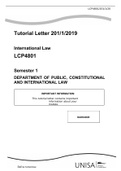 International Law LCP4801  Semester 1 DEPARTMENT OF PUBLIC, CONSTITUTIONAL AND INTERNATIONAL LAW