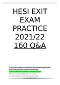 HESI EXIT EXAM PRACTICE 2021/22  160 Q&A