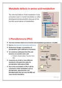 Metabolic defects in amino acid metabolism and Porphyrins (check description)
