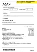 AQA  A-level PSYCHOLOGY Paper 2 Psychology in context  2021 QP