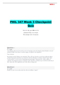 PHIL 347 WEEK 3 CHECK POINT QUIZ. QUESTION AND ANSWERS COMPLETE SOLUTION