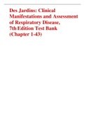 Des Jardins: Clinical Manifestations and Assessment of Respiratory Disease,  7th Edition Test Bank