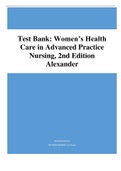 Women’s Health Care in Advanced Practice Nursing 2nd Edition Alexander Test bank (Answers after each Chapter)