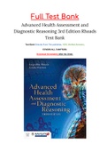 Advanced Health Assessment and Diagnostic Reasoning 3rd edition by Rhoads Test Bank