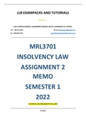 MRL3701 ASSIGNMENT 2 MEMO - SEMESTER 1 - 2022 