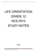 LIFE ORIENTATION GRADE 12  STUDY NOTES