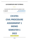 CIV3701 ASSIGNMENT 1 MEMO - SEMESTER 1 - 2022  - UNISA
