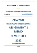CRW2602 ASSIGNMENT 1 MEMO - SEMESTER 1 - 2022  - UNISA