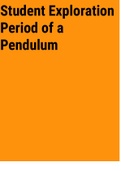 Exam (elaborations) Student Exploration Period of a Pendulum 
