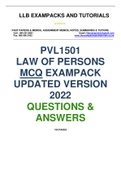 PVL1501 LATEST MCQ QUESTIONS AND ANSWERS - 2022 - LAW OF PERSONS