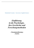 Einführung in die Psychologie, ihre Geschichte und Forschungsmethoden Zusammenfassung