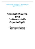 Persönlichkeits- und Differentielle Psychologie Teil 2