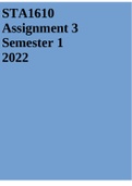 STA1610 Assignment 3 Semester 1 