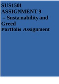 SUS1501 ASSIGNMENT 9  – Sustainability and Greed Portfolio Assignment