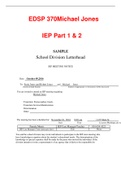  EDSP 370 Michael Jones IEP Part 1 & 2