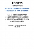 Samenvatting Sociologie - 6 weken lesaantekeningen met docentaantekeningen en oefenvragen - Feb 2022