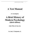 Test Bank for A Brief History of Modern Psychology 3rd Edition Benjamin Jr