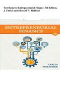 Test Bank for Entrepreneurial Finance, 7th Edition