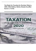 Test Bank for Taxation for Decision Makers, 2020, 10th Edition