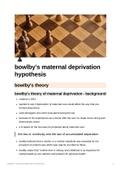 Intensive Notes for Bowlby's Maternal Deprivation Hypothesis