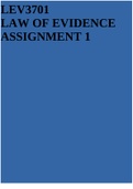 LEV3701 LAW OF EVIDENCE ASSIGNMENT 1