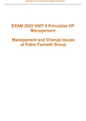 EXAM 2022 UNIT 6 Principles OF Management  Management and Change issues at Fabio Fachetti Group