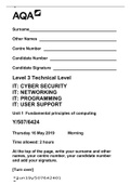 Level 3 Technical Level IT&colon; CYBER SECURITY IT&colon; NETWORKING IT&colon; PROGRAMMING IT&colon; USER SUPPORT Unit 1 Fundamental principles of computing Y&sol;507&sol;6424  Thursday 16 May 2019