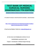 TEST BANK OF MEDICAL SURGICAL NURSING IGNATAVICIUS 7TH EDITION( ALL CHAPTERS 2022)