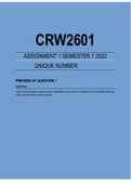 CRW2601 ASSIGNMENT 1 SEMESTER 1