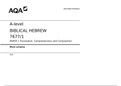 A-level  BIBLICAL HEBREW  7677&sol;1  PAPER 1 Translation&comma; Comprehension and Composition  Mark scheme