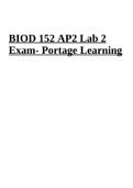 BIOD 152 A & P2 Lab 2 Exam- Portage Learning&comma; BIOD 152 A&P2 Lab 7&comma; BIOD 152 A&P 2 Lab 6 &comma; BIOD 152 A&P Lab 8 EXAM&comma; BIOD 152 AP 2 LAB 6 and BIOD 152 AP 2 LAB 7 EXAM &lpar;Human Anatomy&comma; Physiology&rpar; PORTAGE LEARNING 2023 and BIOD 152 Final &lpar;Questions with Correc