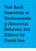 Test Bank Essentials of Understanding Abnormal Behavior 3rd Edition by David Sue&period;&period;