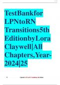 TEST BANK for LPN to RN Transitions 5th Edition by Lora Claywell &vert;All Chapters&comma; complete guide&vert;latest update 2024&vert;25&period;