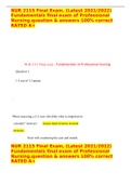 NUR 2115 Final Exam, (Latest 2021/2022) Fundamentals final exam of Professional Nursing.question & answers 100% correct RATED A+