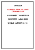 CRW2601 ASSIGNMENT 1 ANSWERS SEMESTER 1 YEAR 2022