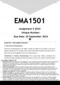 EMA1501 Assignment 5 &lpar;ANSWERS&rpar; 2024 - DISTINCTION GUARANTEED